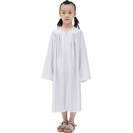 IvyRobes Silky Choir Robes Costume Judge Robes for Kids White Medium 30(3'6"-3'8")