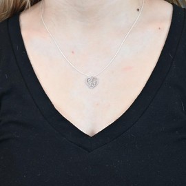 Tirafina Sterling Silver 1/5 cttw Lab Grown Diamond Love Heart Pendant with 18" Chain (F-G, VS1-VS2)