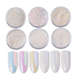 Outanaya White Nail Glitter Powder for Nail Art Decoration Fine Dust Sequins for UV Gel Applications Paillette Powder Easy to Apply Create Stunning Styles