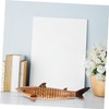 HOMSFOU Wooden Shark Statue en Wiggle Animal Toy