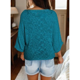Dokotoo Suéteres de playa de punto trenzado para mujer 2022 con bloques de color, ligeros, cómodos, para verano, otoño, azul ( B Blue ), XL