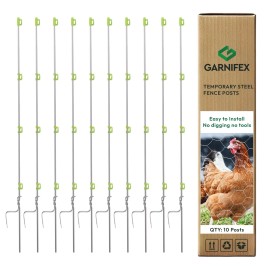 Garnifex Steel Step in Fence Post 45" Temporary Fence Post - Non Electric Fence 10 Pk