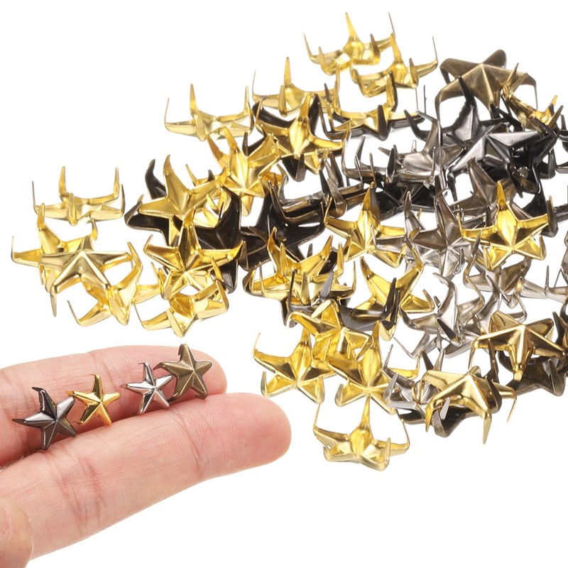 sourcing map 150PCS 10mm Metal Star Studs Claw Small 5-Claw