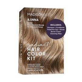 Madison Reed - Kit de tinte radiante para el cabello, tinte permanente para el cabello, 100 % cobertura de canas, sin amoníaco, rubio oscuro Lusia 8.5