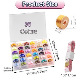 LZYDKH Bobbins Sewing Machine, 36 Pieces Lower Thread Spools Assorted Colours Bobbin Box Small Bobbin with Tape Measure Sewing Thread Thread Bobbins Sewing Accessories Sewing Machine Yarn for