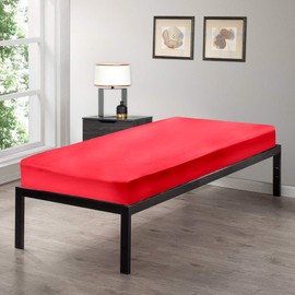 Gilbins Cot Size 30" x 75" Fitted Sheet, Made of Ultra Soft Cotton, Perfect for Camp Bunk Beds/RVs/Guest Beds Red