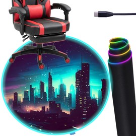 DEALZOOM Gaming Chair Mat Circle RGB Color Light (Skyline 47”) - Noise Cancelling, Anti-Slip Gaming Floor Mat – Scratch Resistant Computer Gaming Mat for Gaming Chair –Chair Mat for Hardwood Floor