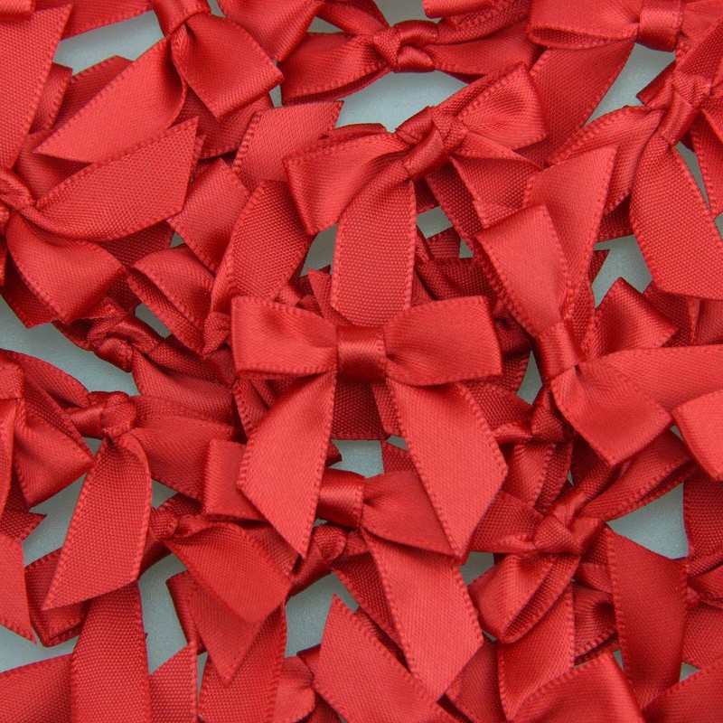 7Rainbows 20pcs Boutique 4.5" Red Satin Ribbon Bows for Craft