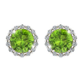 Belinda Jewelz Earring for Women 14k Yellow Gold Green Peridot Gemstone Earring Round Stud Push Back Lightweight Earring Jewelry for Wedding Party Cocktail Gift, 0.9 Carat