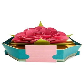 Draeger Paris Pop Up Card, Card 3D Greeting Card with Envelope - Royal Lotus Flower Japanese Zen Pink - Format 18 x 11.5 cm