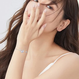 SVODEA Moonstone Moon Star Bracelet for Women 925 Sterling Silver Cubic Zirconia Stars Moon Anklet Bracelets Anniversary Birthday Jewelry Gift for Women