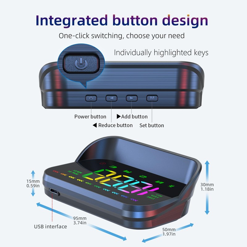 AZIJYV Heads Up Display for Cars, Color GPS Speedometer M23,
