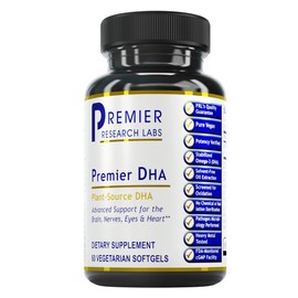 Premier Research Labs Premier DHA, 60 Softgels, Vegan Product - Plant-Source DHA for Premier Support for The Brain, Nerves, Eyes and Heart
