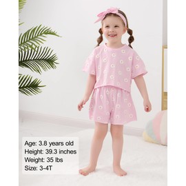 WESIDOM Toddler Girl Clothes Baby Girls Outfits 6M-5T Summer Floral Print Shirt+Shorts+Headband 3pcs Baby Clothing