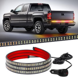XRIDONSEN 60 inch Amber Red Truck Tailgate Strobe Lights Strip 360 LED Tail Light Bar Flashing Warning Hazard Safety Rear Emergency Lights for Tow Plow Trucks Construction Vehicles Pickup Trailer