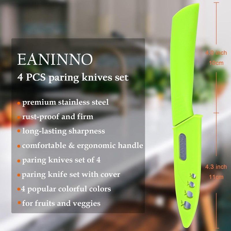 EANINNO Paring Knife Set, 4 inch Kitchen Paring Knives with