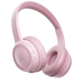 vinamass Kids Bluetooth Headphones,Kids Headphones Wireless with 85dB Volume Limiter, 30H Playtime, Adjustable Headband,Over-Ear Headphone for Kid School Online Class Travel(Pink)