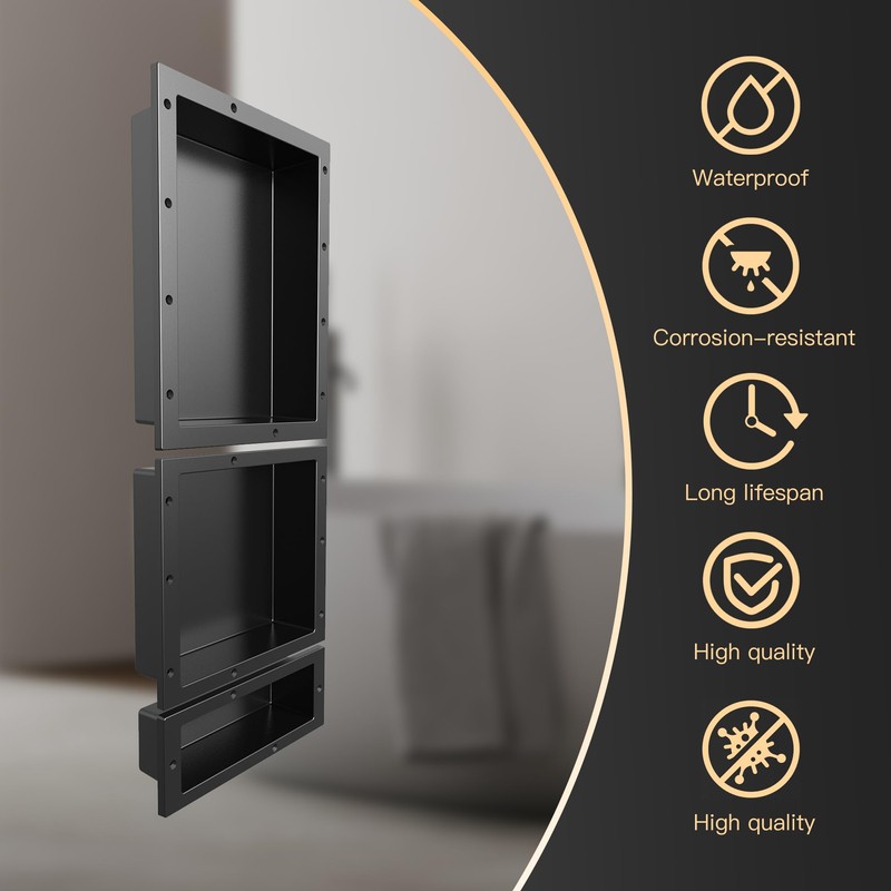 XZETORA Shower Niche SMC Material 40(20+14+6) X16in Niche for Shower