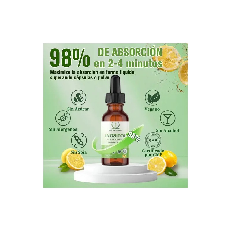 Inositol Myo D-chiro 40:1 Suplemento Vitamina B6 Gotas Mujer Sabor
