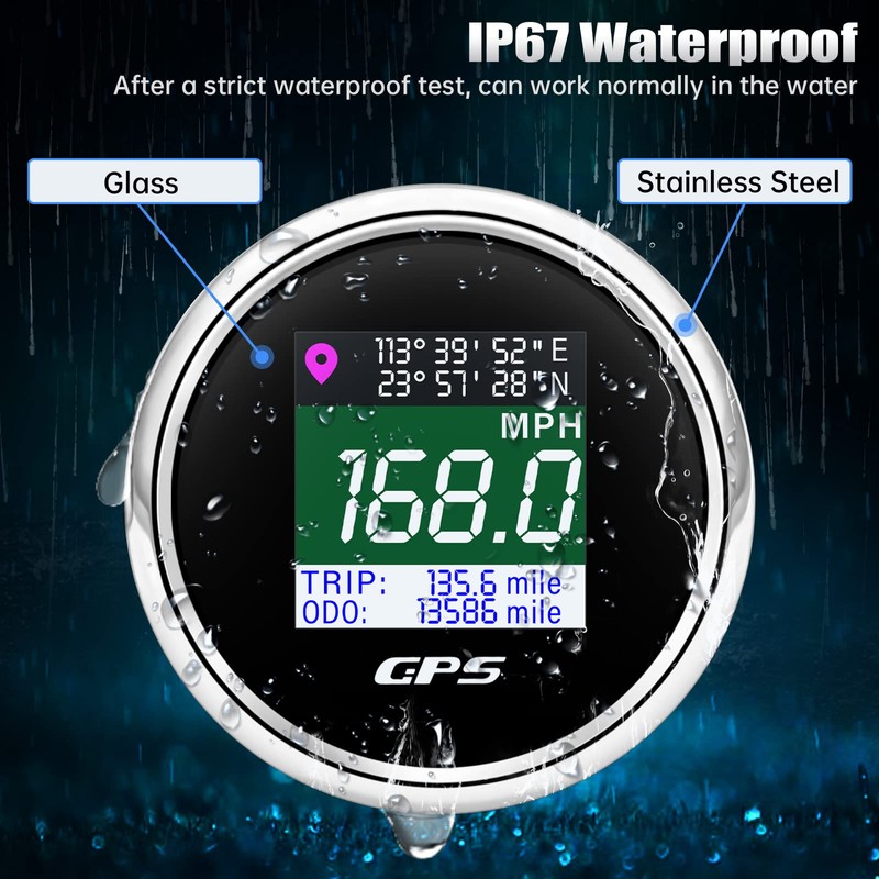 ARTILAURA GPS Speedometer 2-1/16" 52mm Digital Boat GPS Speedometer Gauge
