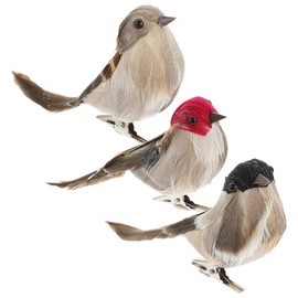 DOITOOL Fake Birds Clip On Birds for Decoration, 3pcs Artificial Sparrow Realistic Foam Birds Craft for Garden Home Yard Patio Ornament (Color Random)