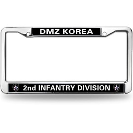 US Army Infantry License Plate Frame for Father’s Day 2nd Infantry Division Flag Stainless Steel License Plate Frame US Army 2nd Infantry Cheerful Gift for Infantry Solider