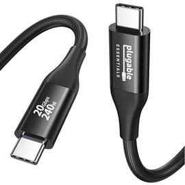 Plugable USB C Monitor Cable 3.3FT, 4K@144Hz Video Output, 8K USBC 3.2 Gen 2X2 Display Cable, 20Gbps Data Transfer, 240W PD Charging Braided Type C Fi