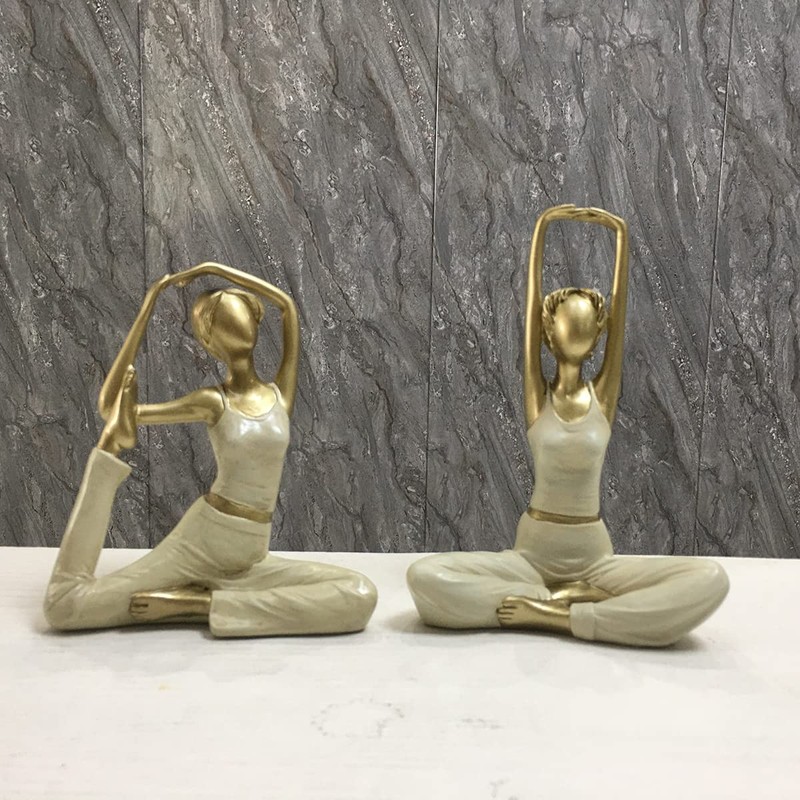 Artgenius Art Abstract Yoga Figurine Statue,Home Decorative Girl Yoga Scuplture