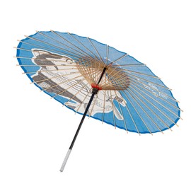 THY COLLECTIBLES Classic Chinese Art Asian Style 43" Paper Parasol Blue Umbrella with Samurai Print for Wedding Parties, Photography, Costumes, Cosplay, Decoration And Other Events