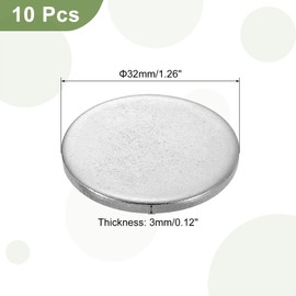 sourcing map 10Pcs Stainless Steel Disc, 1 1/4"(32mm) Dia 0.12"(3mm) Thick 304 Stainless Steel Flat Round Sheet Blank Round Circle Plate for Crafts Metal Stamping and Jewelry Making
