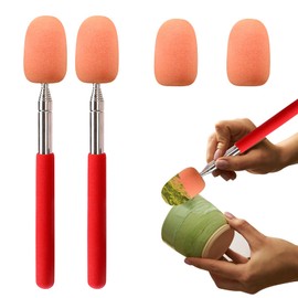 2 Sets Telescoping Sponge Stick with 2 Extra Replaceable Absorbent Sponge Heads, Pottery Supplies for Artist and DIYers to Remove Excess Water from Pottery, Adjustable Length from 8.8'' to 39''