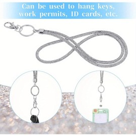 NINFEIQI Sparkly Lanyard, Bling Round Crystal Neck Strap Lanyard with Metal Clasp and Keyring for Id Badge Holder Id Card Keys Strap