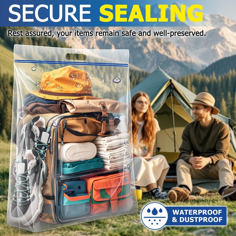 25 Gallon Jumbo Storage Bags, 3.5 Mil Thick Clear Plastic