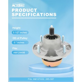 ACEBRI AM144377 Spindle Assembly fit for John Deere Mower AM124498 Spindle for John Deere Z425 LT180 LT190 LX280 LX289 X300 X530 X540 Replace AM131680 AM135349 Mower Spindle 1 Pack
