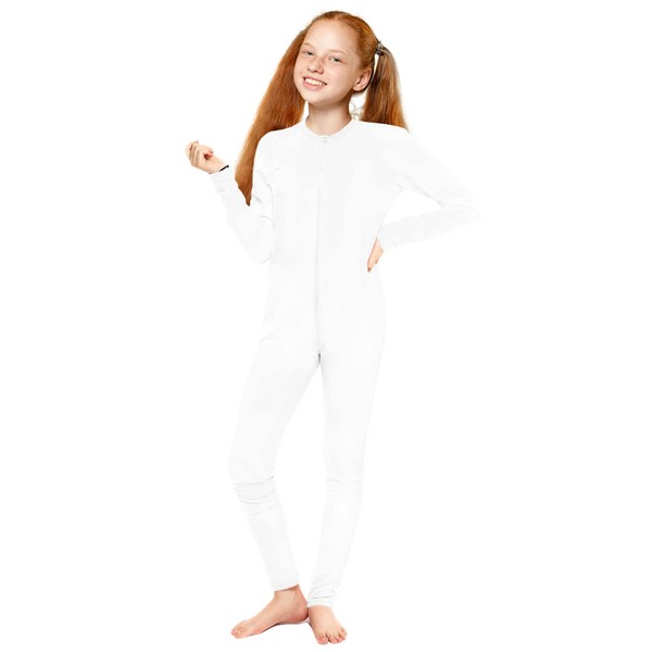Rocky Kids Fleece Onesie Thermal Pajamas for Boys & Girls (Stay-Soft) Long Sleeve (White - Small)