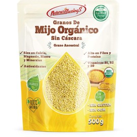 Nature's Blessings Mijo en grano orgánico sin cascara 500g Envasado en bolsa tipo mazon jar
