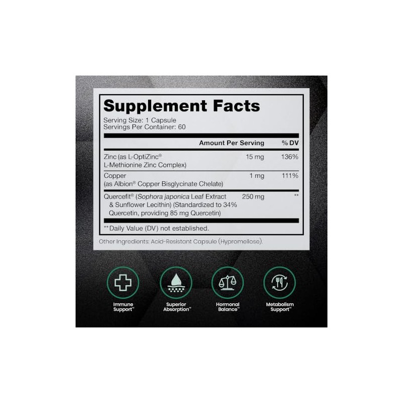 Pure Therapro Rx- Defensa de Zinc Zinc Cobre Quercetina 60