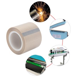 2" Width x 11 Yard Roll PTFE Coated Fiberglass High Temperature Tape with Silicone Adhesive Cloth, Release Surface on Heat sealers