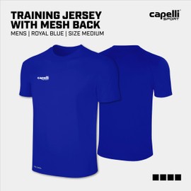 Capelli Sport Men's Workout Top, Short Sleeve Crew Neck Exercise Training Jersey, Royal Blue, Medium