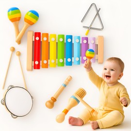 Montessori Toys for 1 Year Old - Baby Toys for 1 2 3 Year Old Boys Girls Baby Musical Instrument Toys Kids Wooden Baby Toddler Montessori Musical Toys 1-6 Year Birthday Gifts Xmas Stocking Fillers