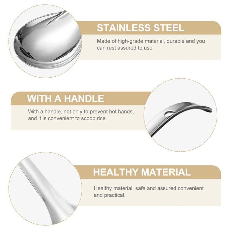 Cabilock Stainless Steel Rice Spoon 10.2 Inch Large Soup Ladle
