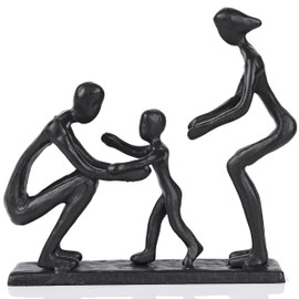 suruim Father Daughter Gifts - Dad and Daughter Statue, Father Daughter Love Sculpture Decoration for Fathers Day Wedding Christmas Memorial Gifts Stepdad Gift, Cast Iron Figurine Home Decor (C)