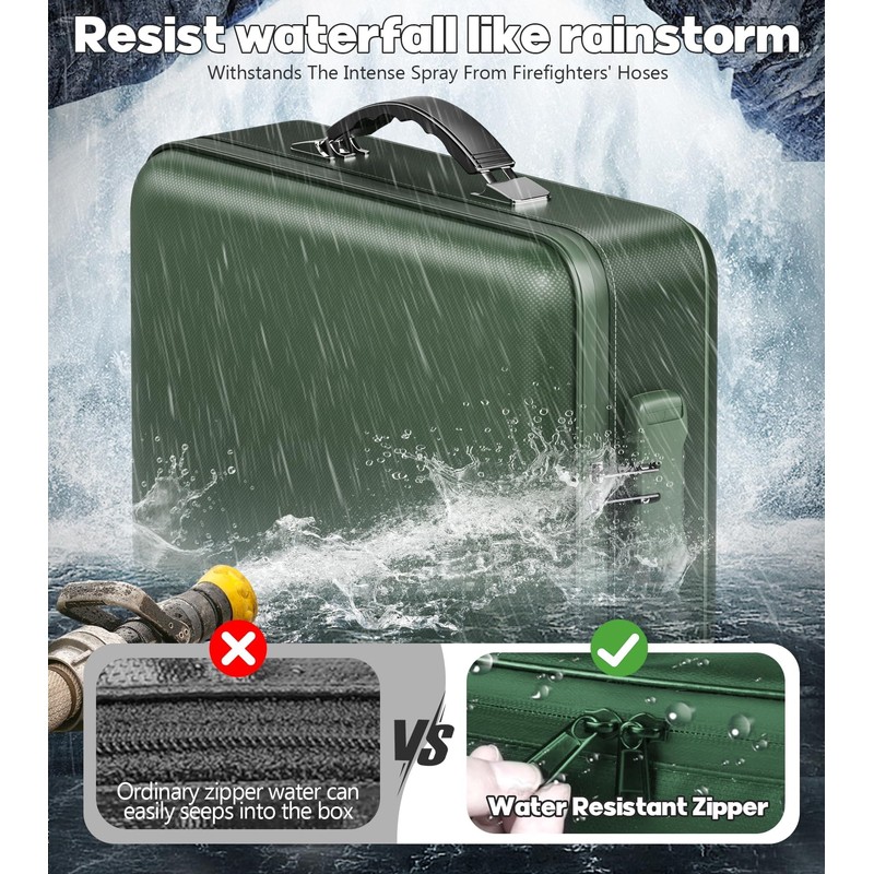 BigPonPon Fireproof Document Box, Hard Case Highly Flame-Resistant Fire Proof