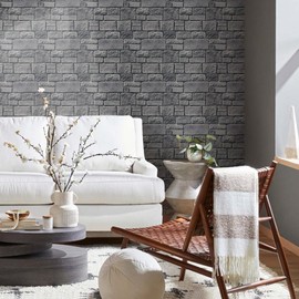 3D Wall Panel Peel and Stick, Faux Stone Wall Panel, 10 Pcs 12"X12" Ultra-Light Thin PVC Gray Stone Self Adhesive Fake Brick Backsplash for Interior Decor