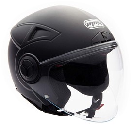 MMG 28 Motorcycle Scooter Pilot Open Face Flip Up Shield Helmet DOT Approved - Matte Finish Black - Large