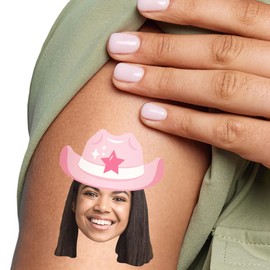 Big Dot of Happiness Custom Photo Rodeo Cowgirl - Pink Western Party Favors - Fun Face Temporary Tattoos - Set of 12