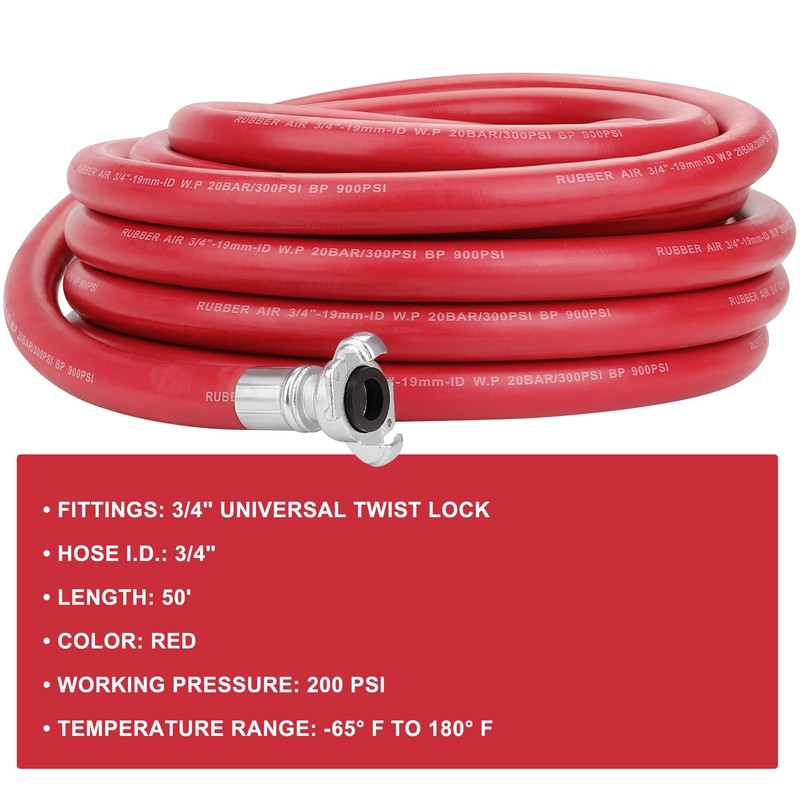 WYNNsky 3/4 Jack Hammer Air Hose with Universal Chicago Couplings