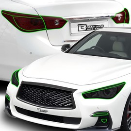 BOGAR TECH DESIGNS Full Headlight Taillight Tint Film Kit Compatible with Infiniti Q50 2018-2024, Dark Smoke