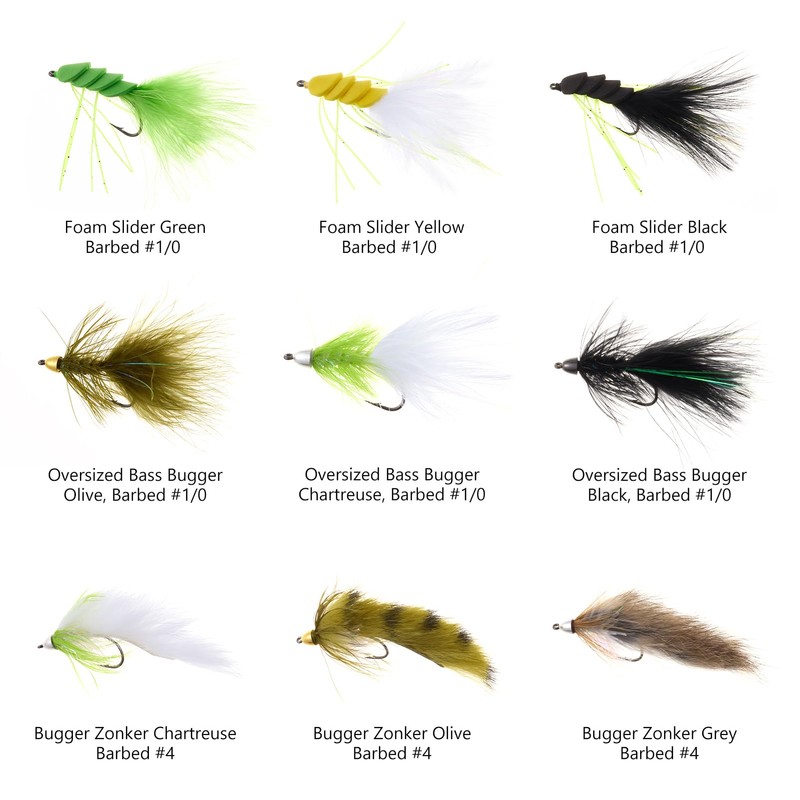 BASSDASH 18pcs Bass Fly Fishing Flies, Dry Wet Flies Poppers