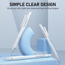 Four Candies Pastel Mechanical Pencil Set with Case, 3 Transparent White 0.7 mm Mechanical Pencils with 180 HB Pencil Leads, 3 Erasers and 9 Eraser Refills for Children's Writing Sketching